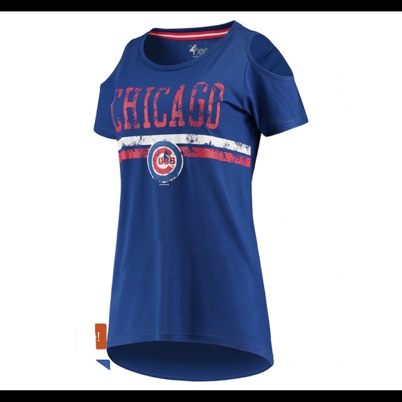 NWT Chicago Cubs G-III 4Her by Carl Banks Women's Cold Shoulder Scoopneck - Picture 1 of 9
